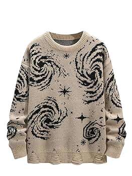 BEAUDRM Men's Graphic Grunge Sweater Goth Punk Halloween